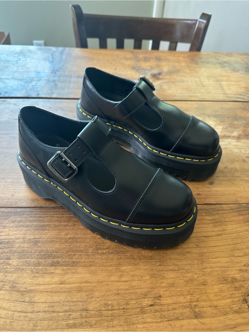 Dr Martens Bethan Black Platform Mary Jane Shoes Size 7